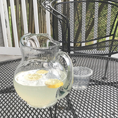 pitcher of lemonade outside