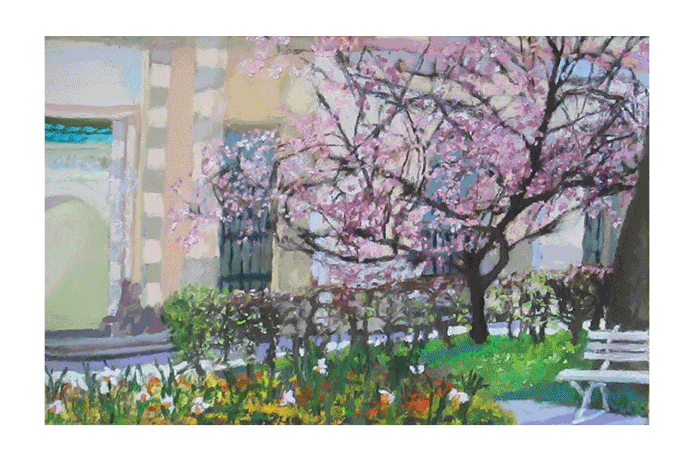 Zoom Background Cherry Blossom Cartoon GIF